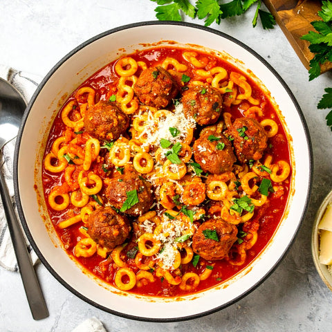 Spaghetti O's & Chicken Meatballs