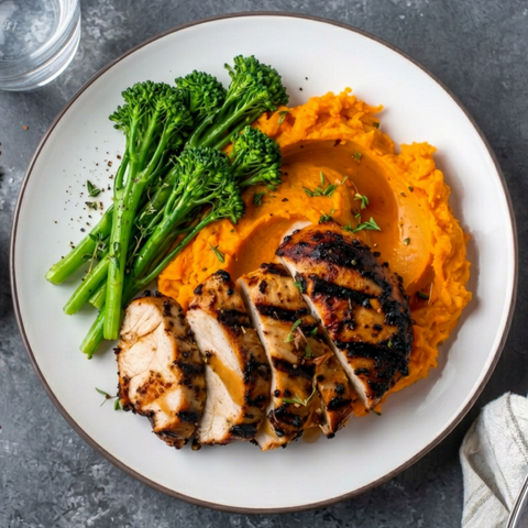 Blackened Chicken & Sweet Potato Mash