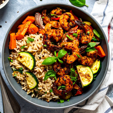 Blackened Shrimp & Bone Broth Rice