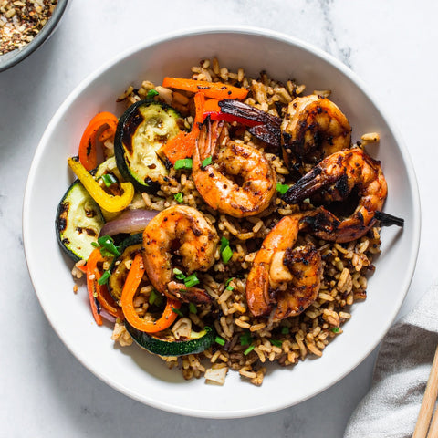 Blackened Shrimp & Bone Broth Rice