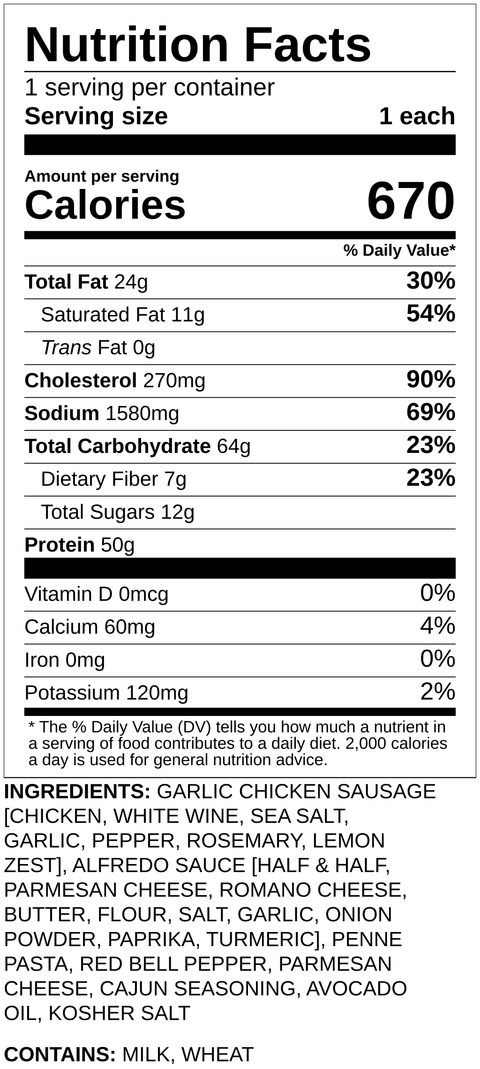 Cajun Chicken Sausage Penne