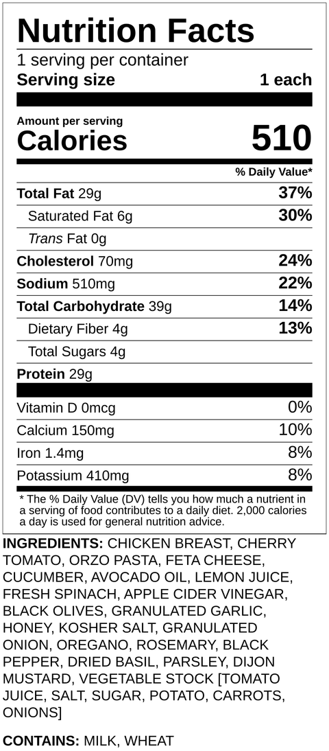 Chicken Greek Orzo Salad