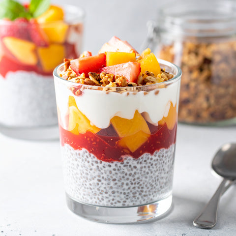 Strawberry Peach Chia Pudding