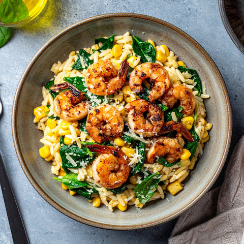 Blackened Shrimp & Creamy Corn Orzo