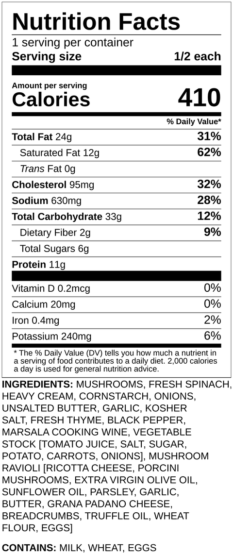 Family Mushroom Marsala Ravioli