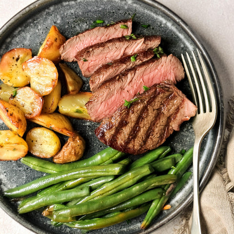Steak, Potato, Green Beans