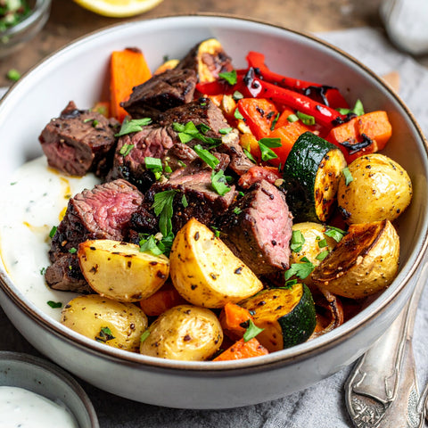 Steak Kabob & Lemon Potatoes