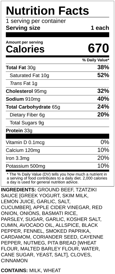 Middle Eastern Beef Pita