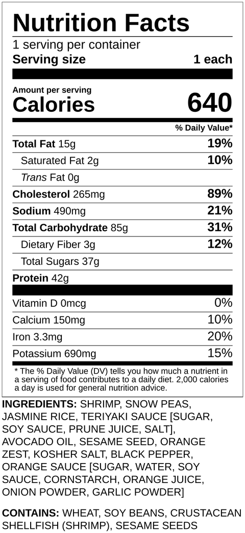 Orange Shrimp & Snow Peas