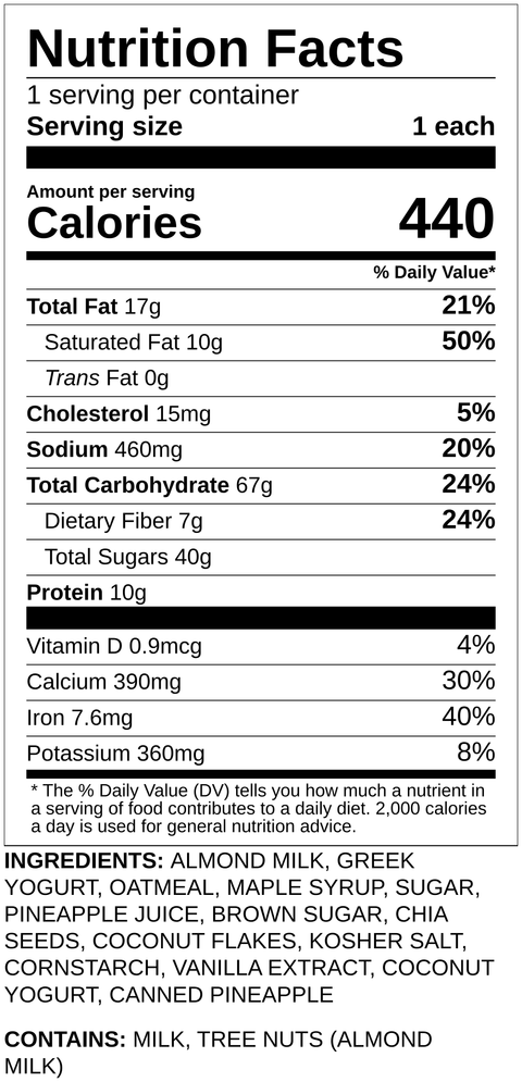 Pina Colada Overnight Oats