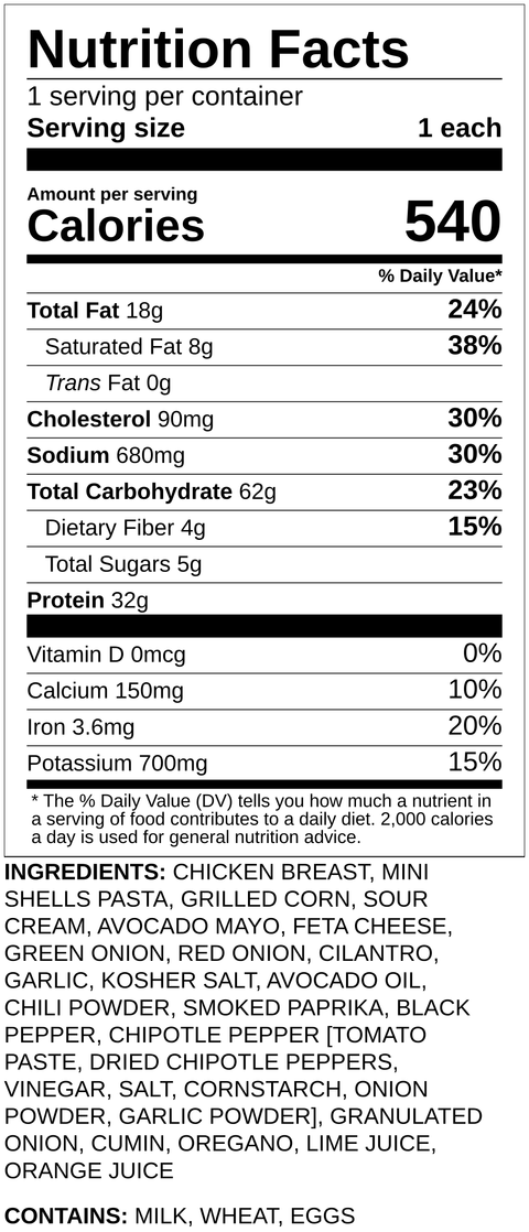 Street Corn Chicken Pasta Salad