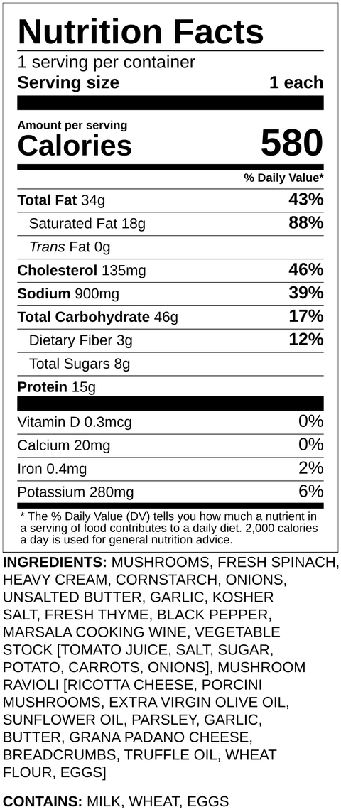 Vegetarian Mushroom Ravioli